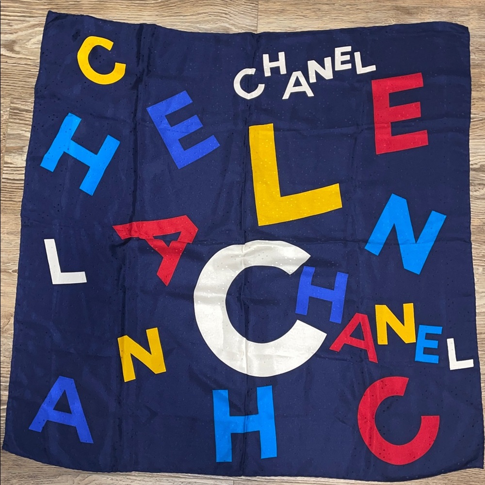 CHANEL silk square scarf.